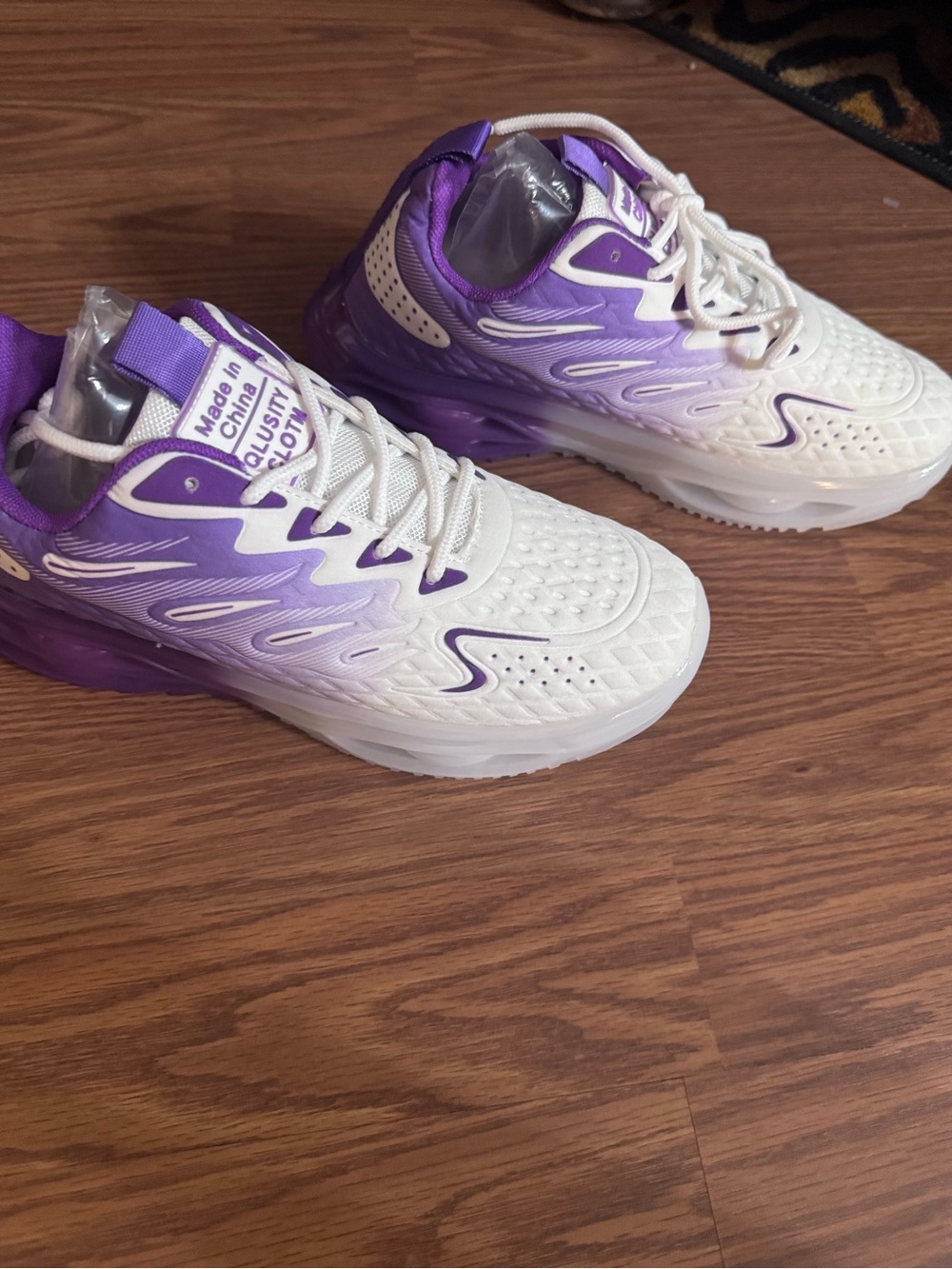 Women’s White and Purple Gradient Athletic Sneakers